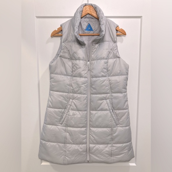Anorak Long Quilted Puffer Vest Light Gray Silver Size Medium NWOT 🩶 - Picture 1 of 8